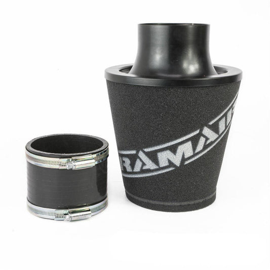 JS-175-90-BK-KIT 90mm OD Neck Medium Black Aluminium Base Cone Filter With Silicone Coupler