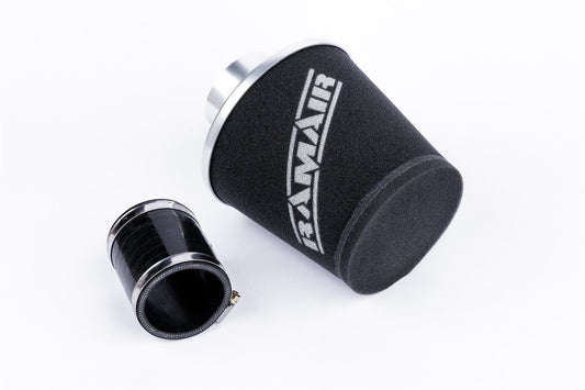 JS-150-90-SL-KIT 90mm OD Neck Small Silver Aluminium Base Cone Filter With Silicone Coupler