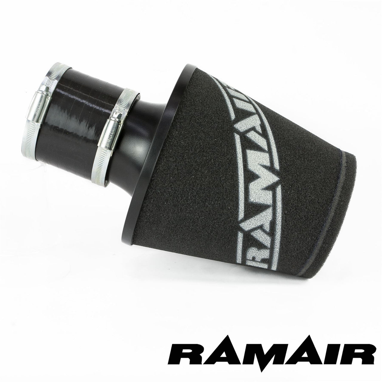 JS-175-80-BK-KIT 80mm OD Neck Medium Black Aluminium Base Cone Filter With Silicone Coupler