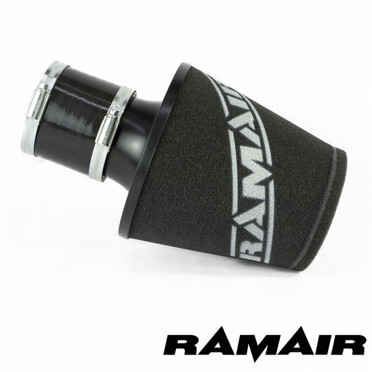 JS-175-80-BK-KIT 80mm OD Neck Medium Black Aluminium Base Cone Filter With Silicone Coupler